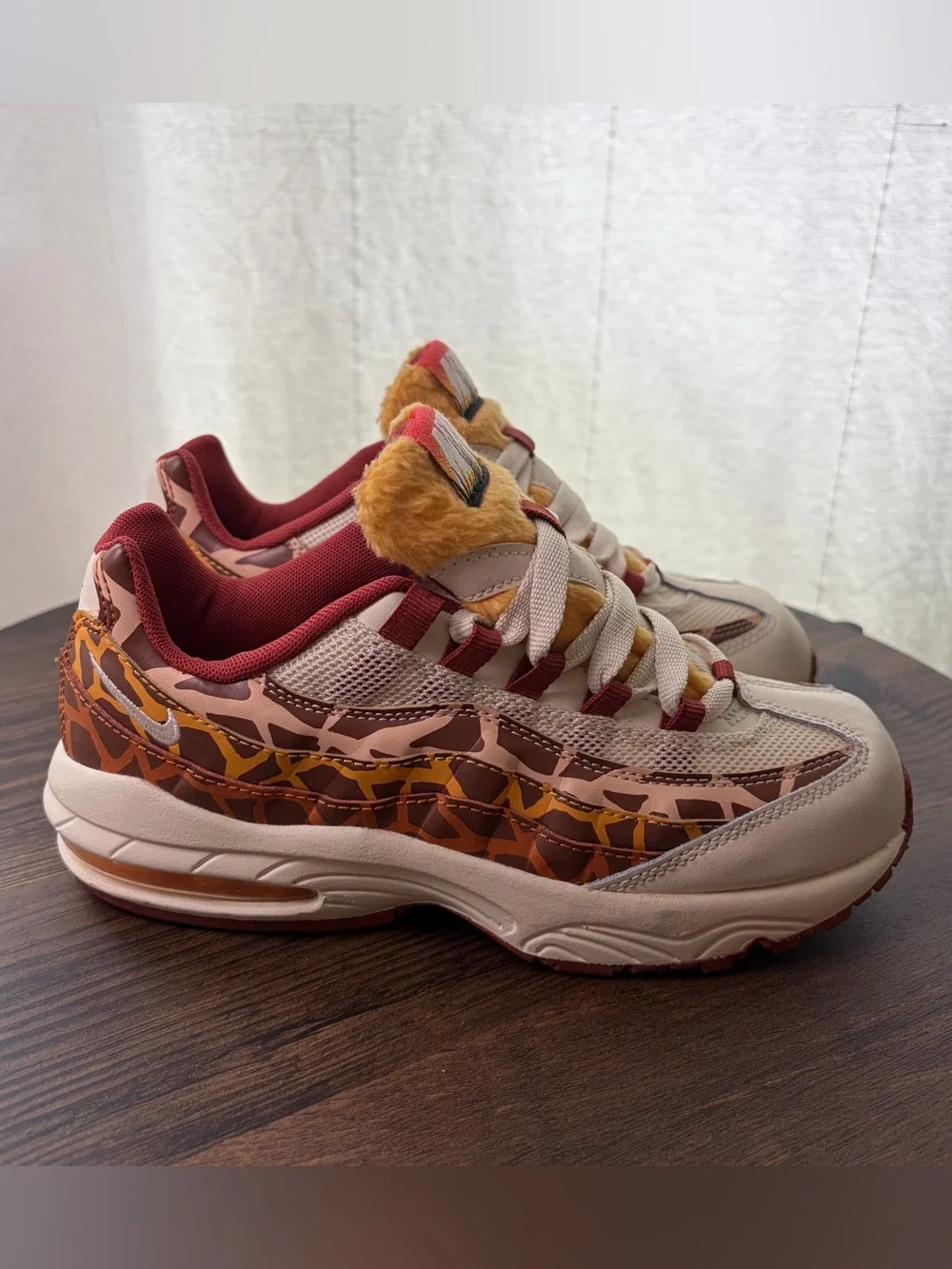 Nike Air Max 95 Safari Giraffe Print Faux Fur Sneakers Kids US 2.5Y